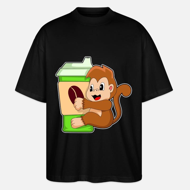Affe Kaffee Becher - Stanley/Stella Oversized Unisex Bio T-Shirt Blaster 2.0 - Schwarz