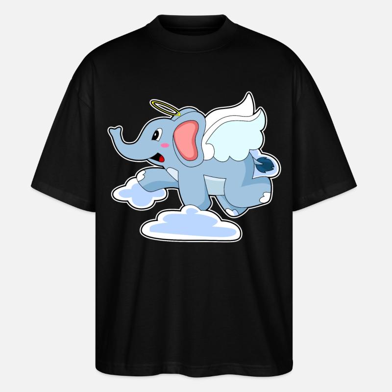 Nuages d’anges éléphants - T-shirt bio Blaster 2.0 coupe oversize Stanley/Stella Unisexe - noir
