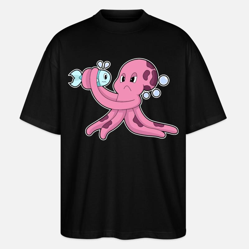 Poisson poulpe - T-shirt bio Blaster 2.0 coupe oversize Stanley/Stella Unisexe - noir