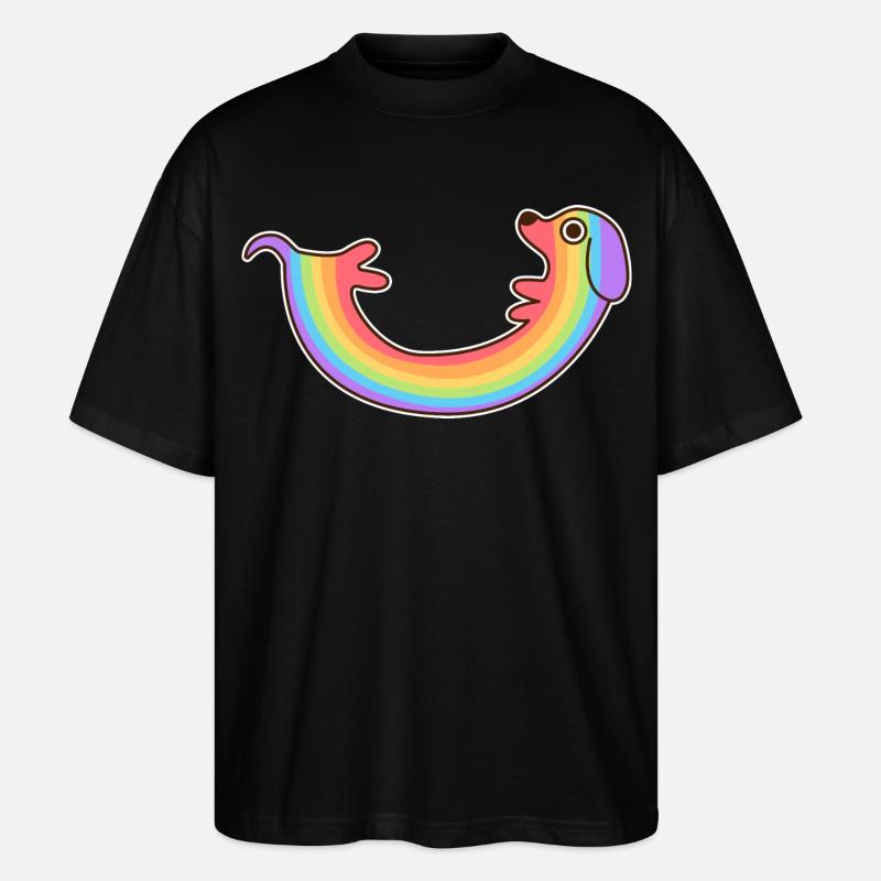 Regenbogenhund. Farbiger Hund. Regenbogenhund * - Stanley/Stella Oversized Unisex Bio T-Shirt Blaster 2.0 - Schwarz