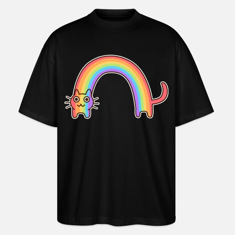 Regenbogenkatze. Buntes Design der Katze * - Stanley/Stella Oversized Unisex Bio T-Shirt Blaster 2.0 - Schwarz