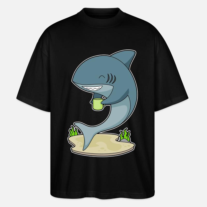 Hai Becher Kaffee - Stanley/Stella Oversized Unisex Bio T-Shirt Blaster 2.0 - Schwarz