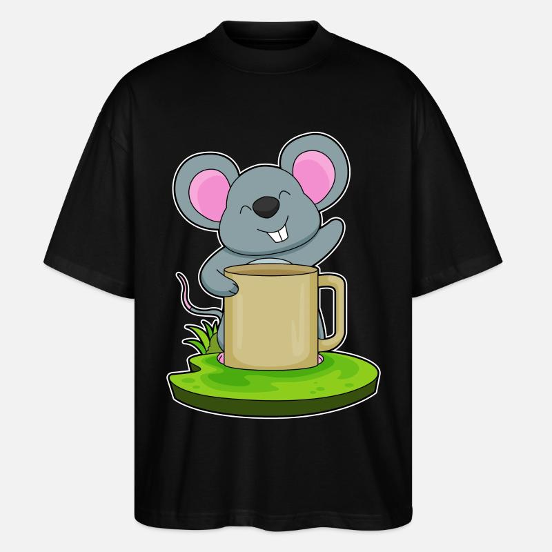 Maus Becher Kaffee - Stanley/Stella Oversized Unisex Bio T-Shirt Blaster 2.0 - Schwarz