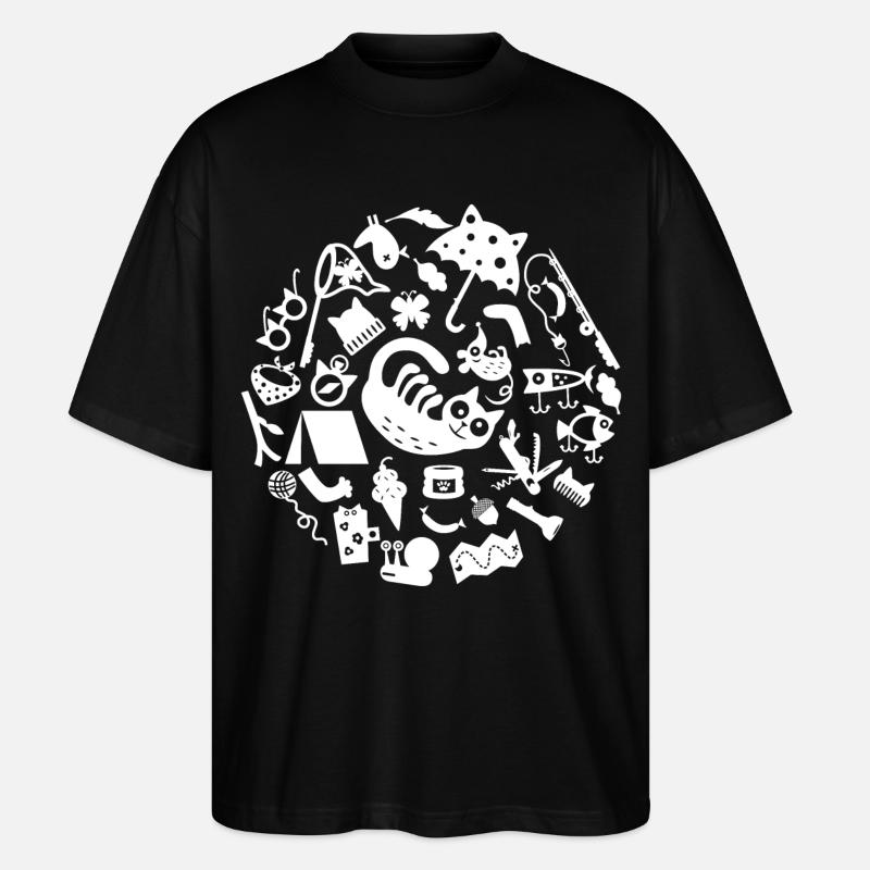 Cat Camping L Blanc - T-shirt bio Blaster 2.0 coupe oversize Stanley/Stella Unisexe - noir