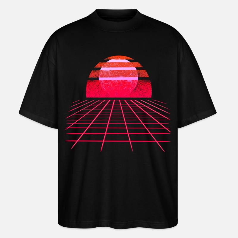 Sunset Vaporwave Retro Wave - Stanley/Stella Oversized Unisex Bio T-Shirt Blaster 2.0 - Schwarz