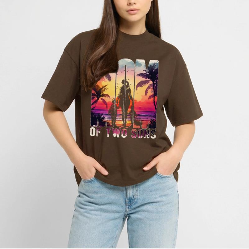Mutter mit zwei Söhnen Muttertag Strand Mama Kind Stanley/Stella Oversized Unisex Bio T-Shirt Blaster 2.0
