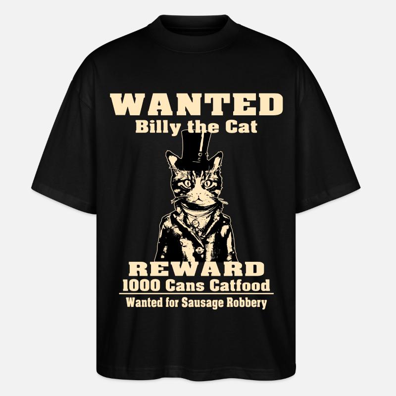 Billy The Cat | Katzenfreunde Geschenk - Stanley/Stella Oversized Unisex Bio T-Shirt Blaster 2.0 - Schwarz