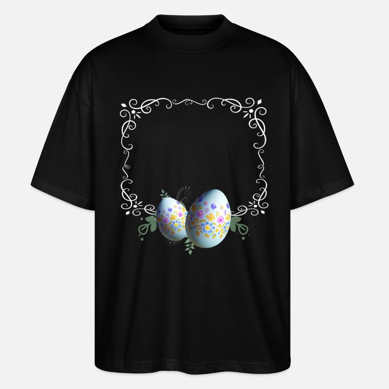 Festlicher Ostereier Bilderrahmen - Stanley/Stella Oversized Unisex Bio T-Shirt Blaster 2.0 - Schwarz