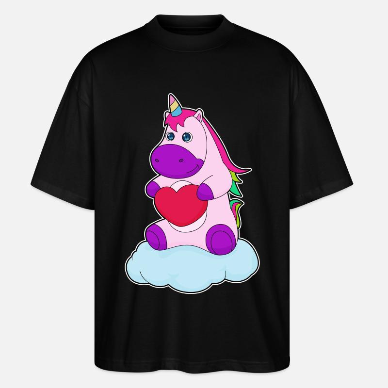 Einhorn Herz - Stanley/Stella Oversized Unisex Bio T-Shirt Blaster 2.0 - Schwarz