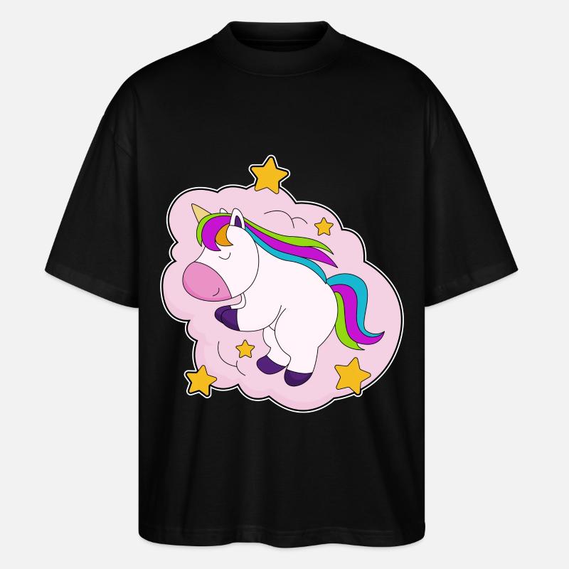 Einhorn Wolken - Stanley/Stella Oversized Unisex Bio T-Shirt Blaster 2.0 - Schwarz
