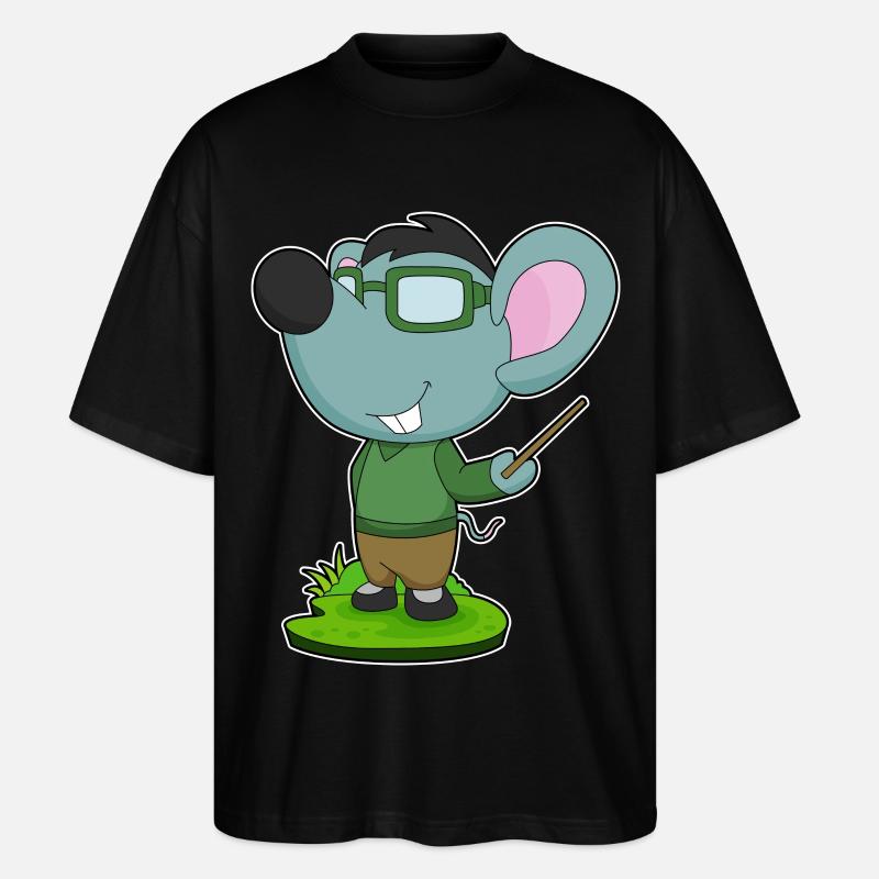 Mouse Teacher Pointer School - Stanley/Stella Oversized Unisex Organic T-shirt Blaster 2.0 - black