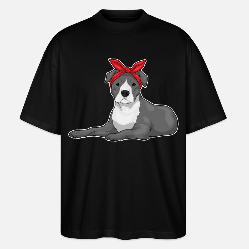 Pitbull Haarschleife - Stanley/Stella Oversized Unisex Bio T-Shirt Blaster 2.0 - Schwarz