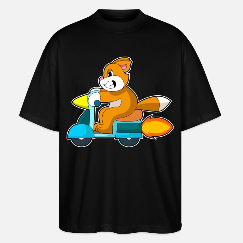 Katze Motorroller - Stanley/Stella Oversized Unisex Bio T-Shirt Blaster 2.0 - Schwarz