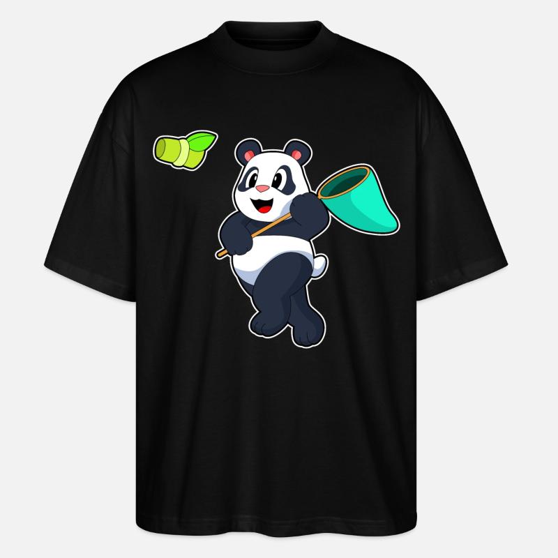Panda Landing Net Bambou - T-shirt bio Blaster 2.0 coupe oversize Stanley/Stella Unisexe - noir