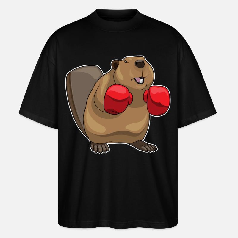 Biber Boxer Boxhandschuhe Boxen - Stanley/Stella Oversized Unisex Bio T-Shirt Blaster 2.0 - Schwarz