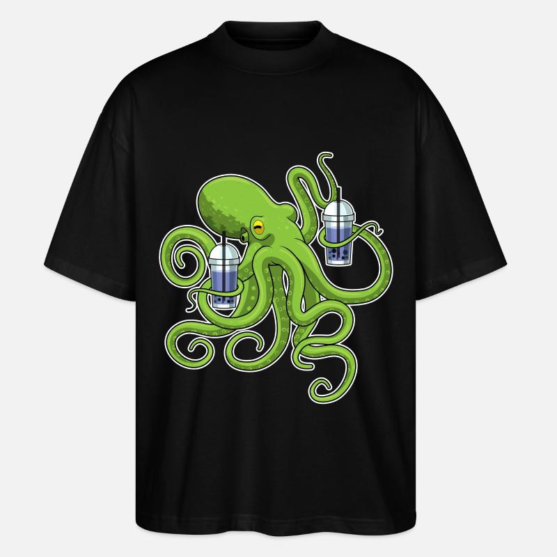 Krake Bubble tea - Stanley/Stella Oversized Unisex Bio T-Shirt Blaster 2.0 - Schwarz