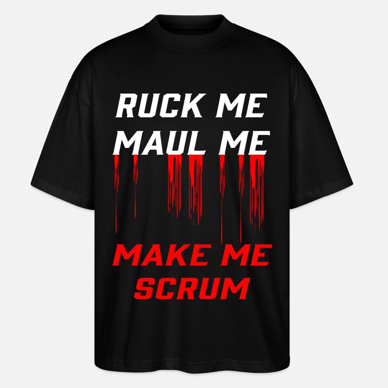 Rugby-Leidenschaft: Ruck, Maul, Scrum - Stanley/Stella Oversized Unisex Bio T-Shirt Blaster 2.0 - Schwarz