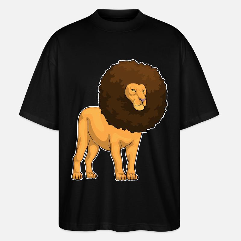 Löwe Afro Haare - Stanley/Stella Oversized Unisex Bio T-Shirt Blaster 2.0 - Schwarz