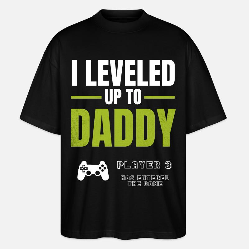 Level Up Daddy – Gamer Väterdesign - Stanley/Stella Oversized Unisex Bio T-Shirt Blaster 2.0 - Schwarz