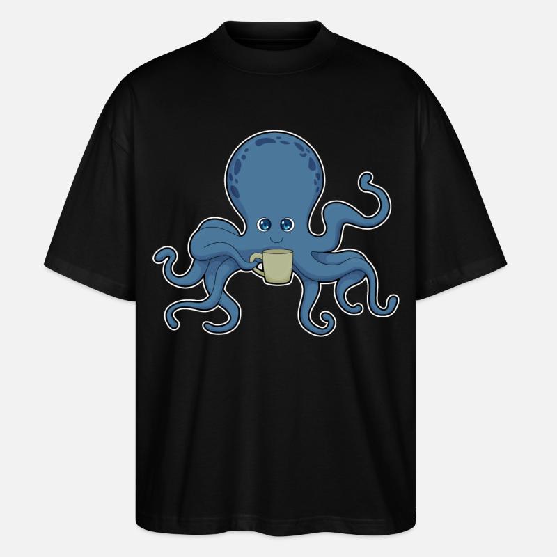 Krake Kaffee Becher - Stanley/Stella Oversized Unisex Bio T-Shirt Blaster 2.0 - Schwarz