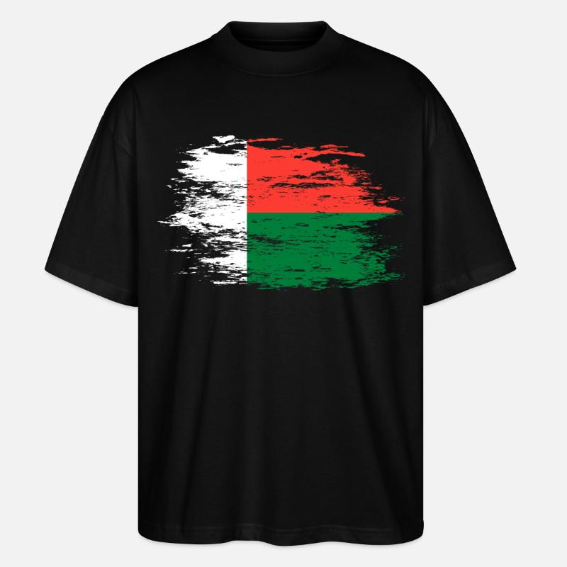 Drapeau de Madagascar utilisé - T-shirt bio Blaster 2.0 coupe oversize Stanley/Stella Unisexe - noir