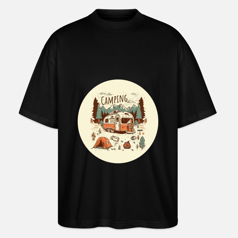 Campingabenteuer mit Wohnmobil - Stanley/Stella Oversized Unisex Bio T-Shirt Blaster 2.0 - Schwarz