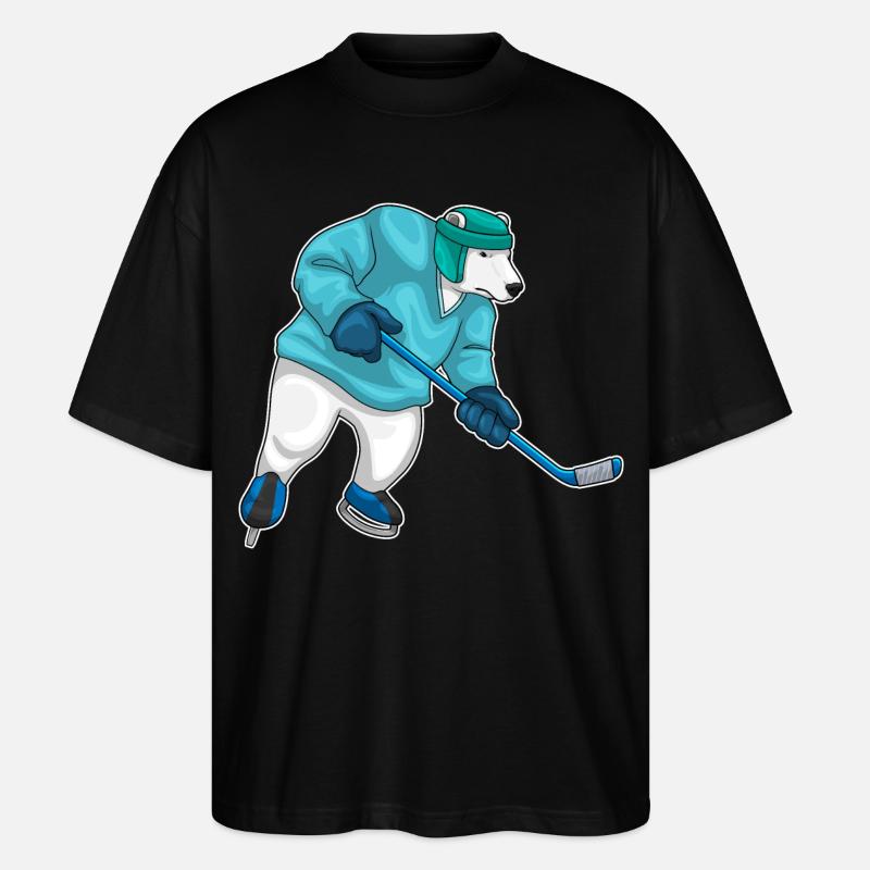 Eisbär Eishockey Eishockeyschläger - Stanley/Stella Oversized Unisex Bio T-Shirt Blaster 2.0 - Schwarz