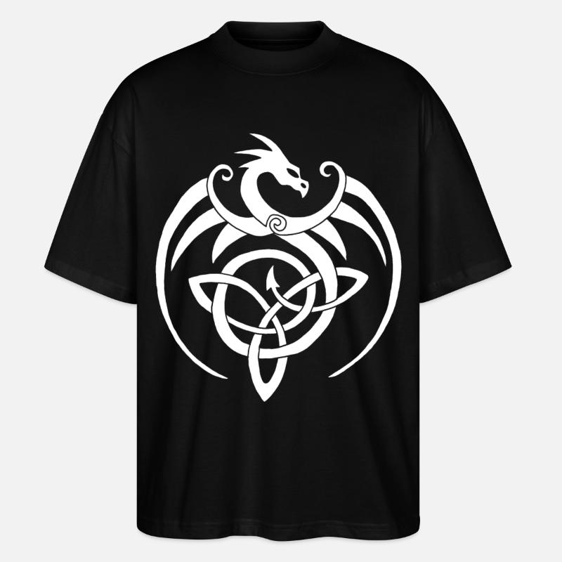 Dragon blanc et symbole celte - T-shirt bio Blaster 2.0 coupe oversize Stanley/Stella Unisexe - noir