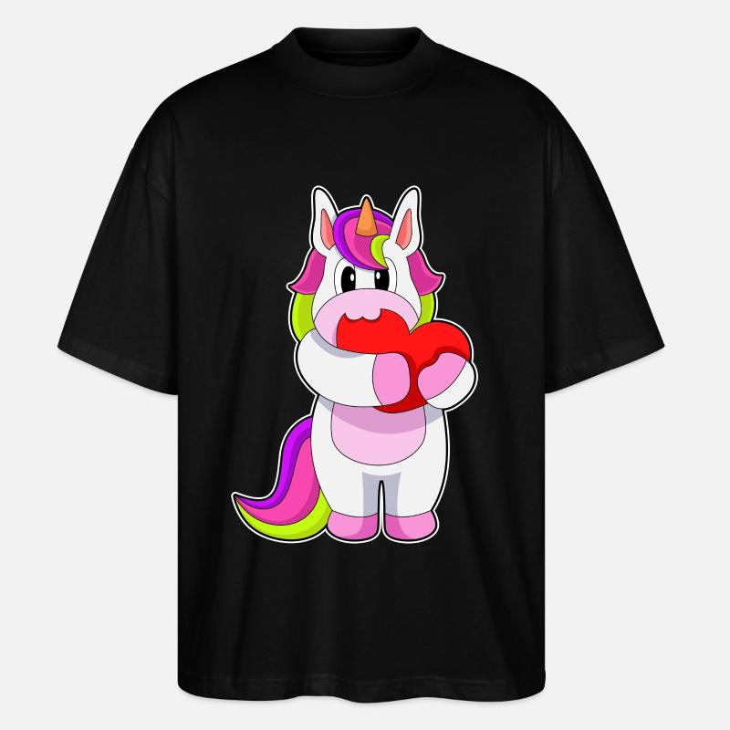 Einhorn Herz - Stanley/Stella Oversized Unisex Bio T-Shirt Blaster 2.0 - Schwarz