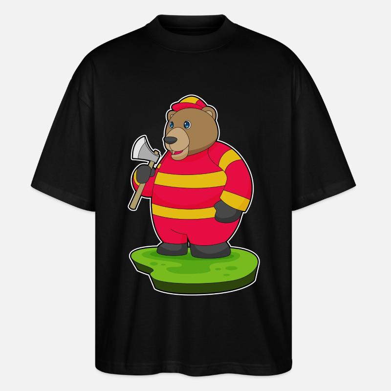 Hache de pompier ours - T-shirt bio Blaster 2.0 coupe oversize Stanley/Stella Unisexe - noir