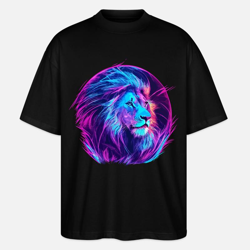 Lion Vaporwave EDM - T-shirt bio Blaster 2.0 coupe oversize Stanley/Stella Unisexe - noir