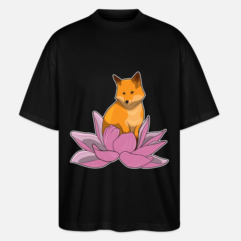 Fuchs Lotusblume - Stanley/Stella Oversized Unisex Bio T-Shirt Blaster 2.0 - Schwarz