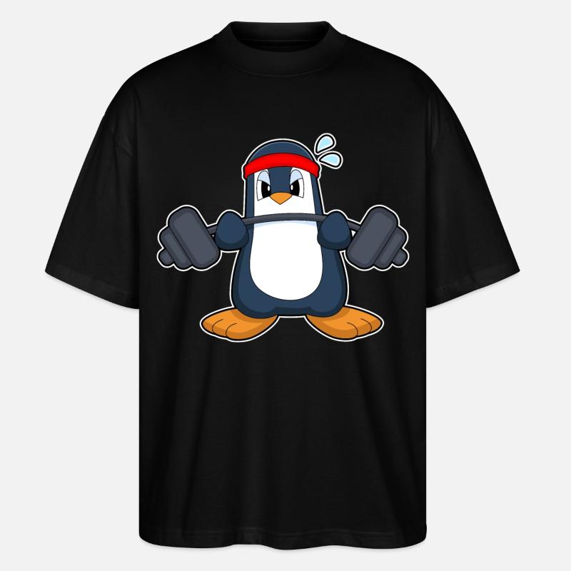 Pinguin Bodybuilder Langhantel Bodybuilding - Stanley/Stella Oversized Unisex Bio T-Shirt Blaster 2.0 - Schwarz