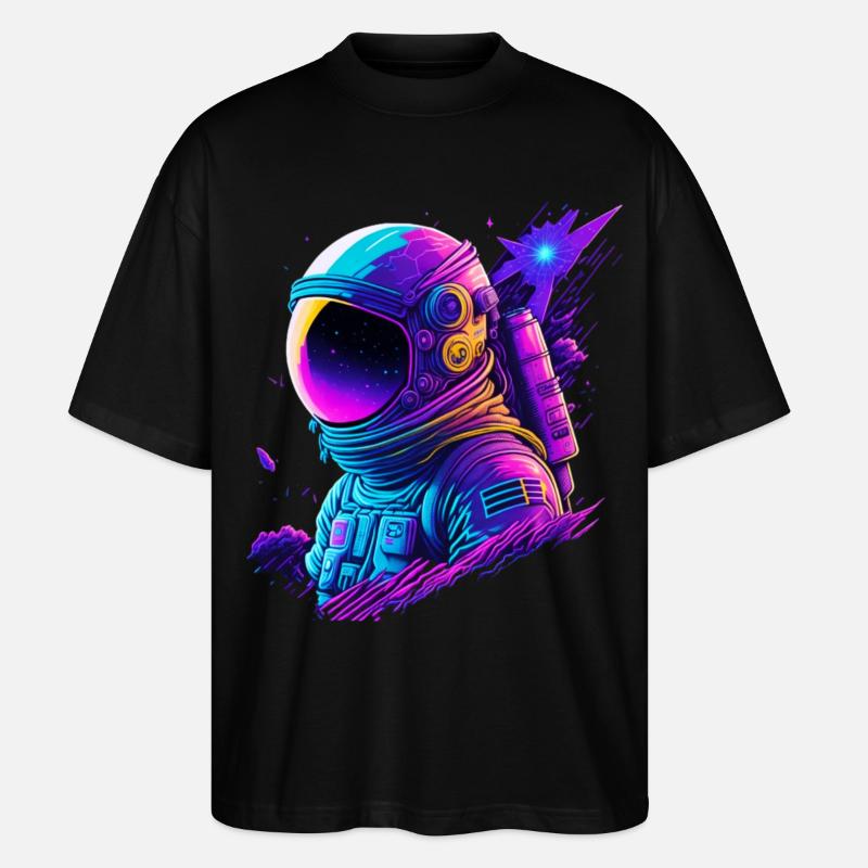 Synthwave Astronaut Space Explorer - Stanley/Stella Oversized Unisex Bio T-Shirt Blaster 2.0 - Schwarz