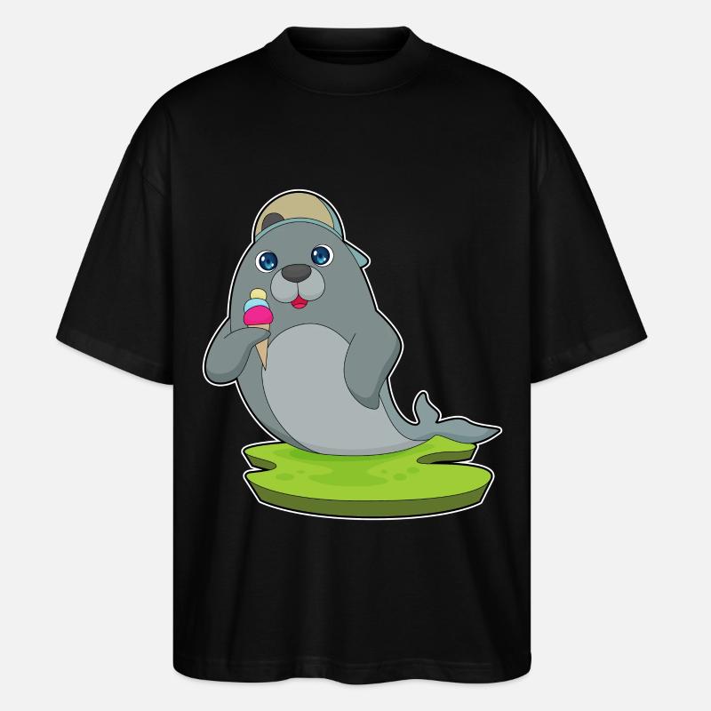 Seehund Eiswaffel - Stanley/Stella Oversized Unisex Bio T-Shirt Blaster 2.0 - Schwarz