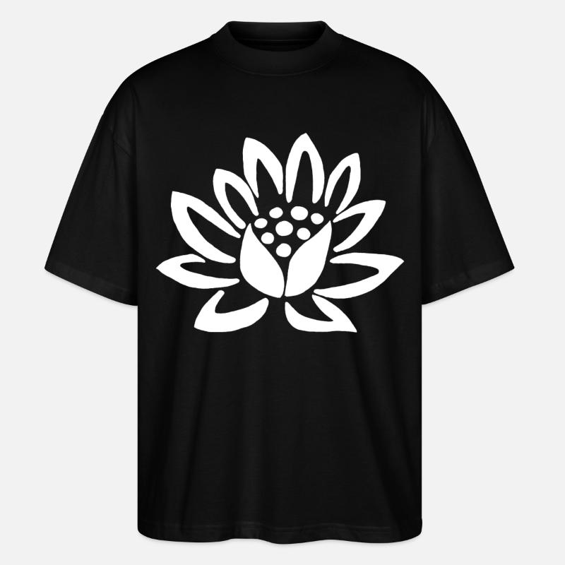 Lotus blanc et la nature - T-shirt bio Blaster 2.0 coupe oversize Stanley/Stella Unisexe - noir