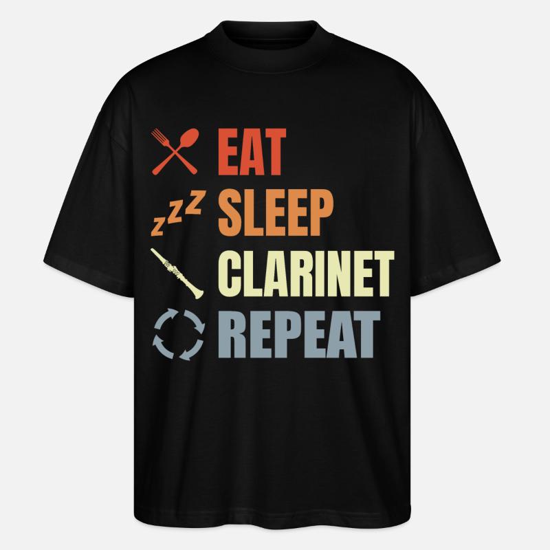 Eat Sleep Clarinet Repeat - Stanley/Stella Oversized Unisex Bio T-Shirt Blaster 2.0 - Schwarz