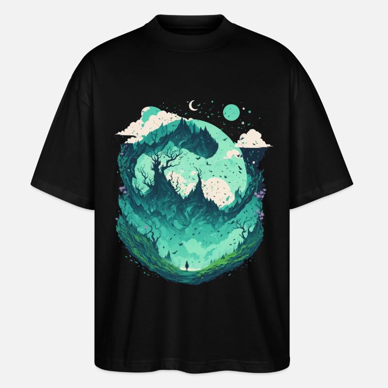 Fantasie Wunderland Märchenwald - Stanley/Stella Oversized Unisex Bio T-Shirt Blaster 2.0 - Schwarz