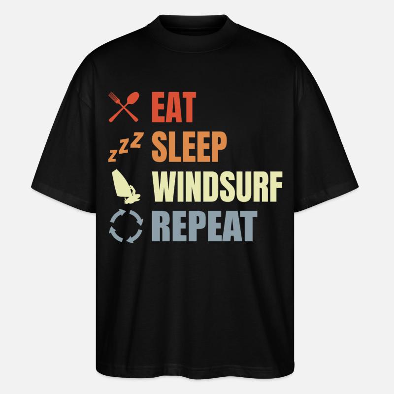 Windsurfer Routine - Stanley/Stella Oversized Unisex Bio T-Shirt Blaster 2.0 - Schwarz