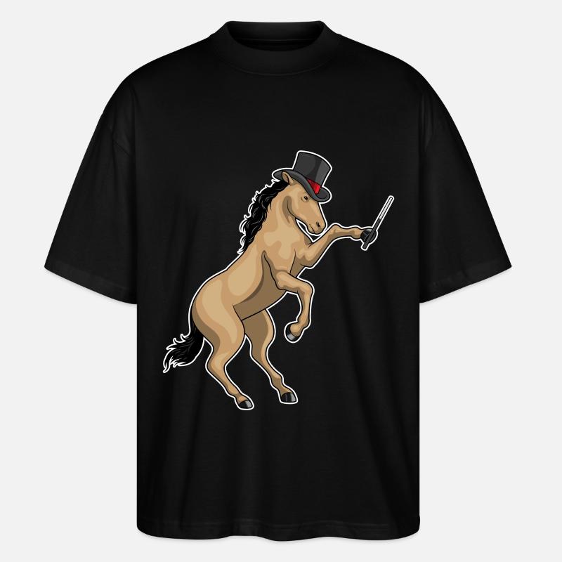 Pferd Zauberer Zauberstab - Stanley/Stella Oversized Unisex Bio T-Shirt Blaster 2.0 - Schwarz