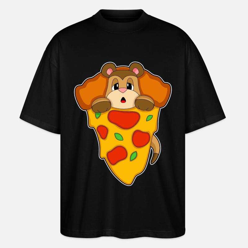 Erdmännchen Pizza - Stanley/Stella Oversized Unisex Bio T-Shirt Blaster 2.0 - Schwarz
