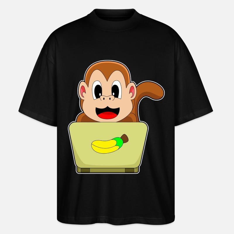 Monkey Laptop - Stanley/Stella Oversized Unisex Organic T-shirt Blaster 2.0 - black