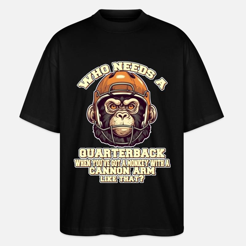 Motivierender Quaterback Affe - Stanley/Stella Oversized Unisex Bio T-Shirt Blaster 2.0 - Schwarz