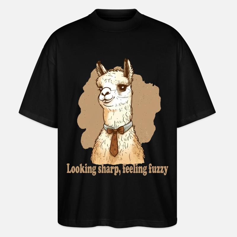 Looking sharp feeling fuzzy Lama - Stanley/Stella Oversized Unisex Bio T-Shirt Blaster 2.0 - Schwarz
