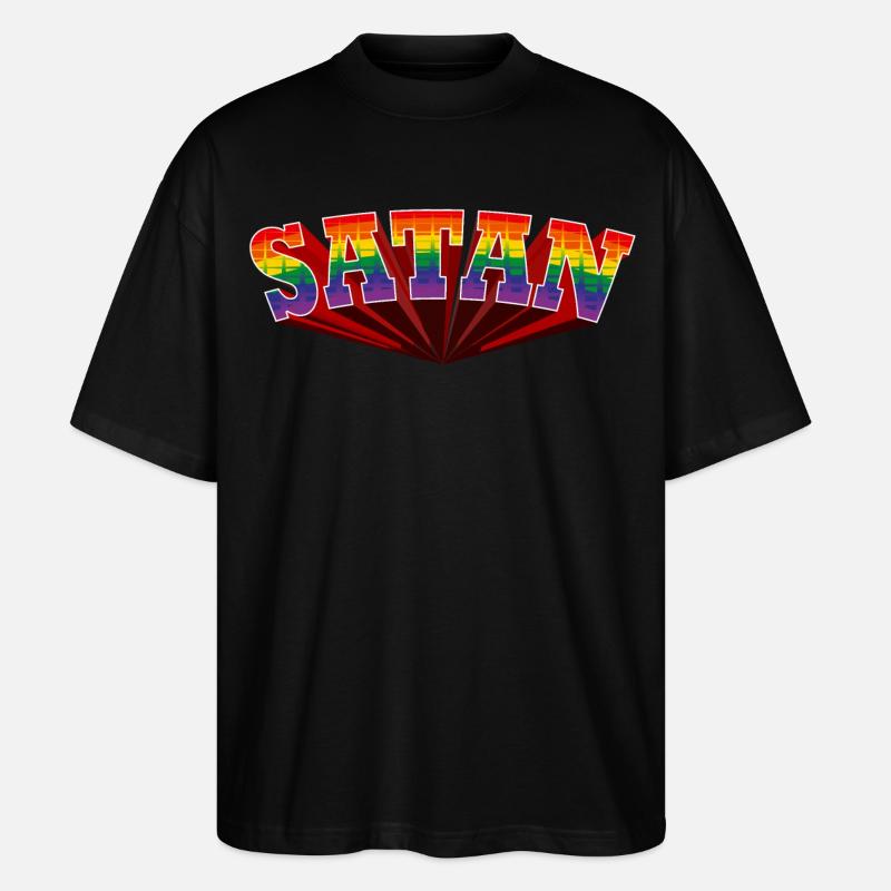 Satan Regenbogen Text - Stanley/Stella Oversized Unisex Bio T-Shirt Blaster 2.0 - Schwarz