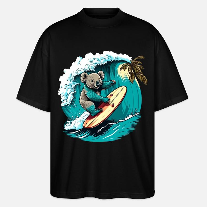 Koala hat Spass beim Surfen - Stanley/Stella Oversized Unisex Bio T-Shirt Blaster 2.0 - Schwarz