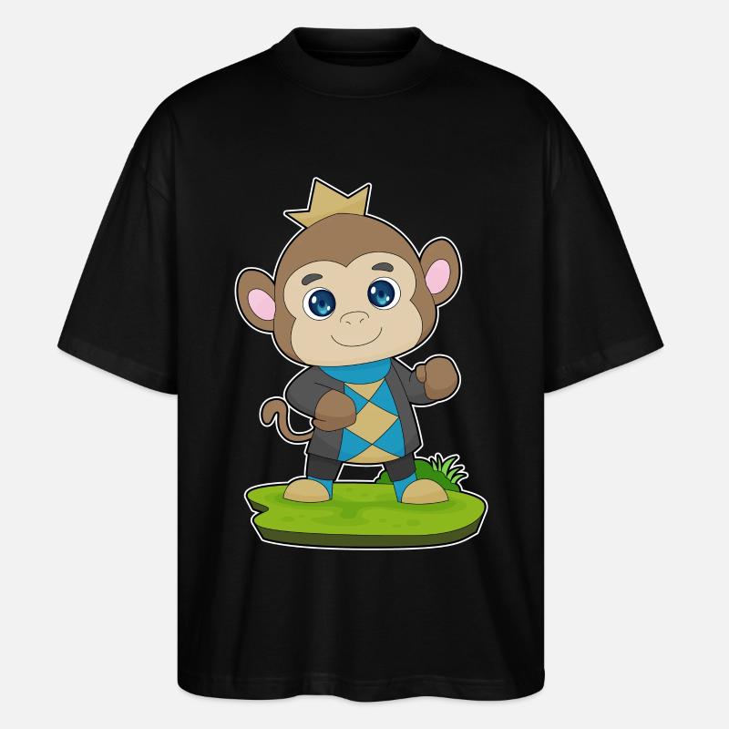 Affe Prinz Krone - Stanley/Stella Oversized Unisex Bio T-Shirt Blaster 2.0 - Schwarz