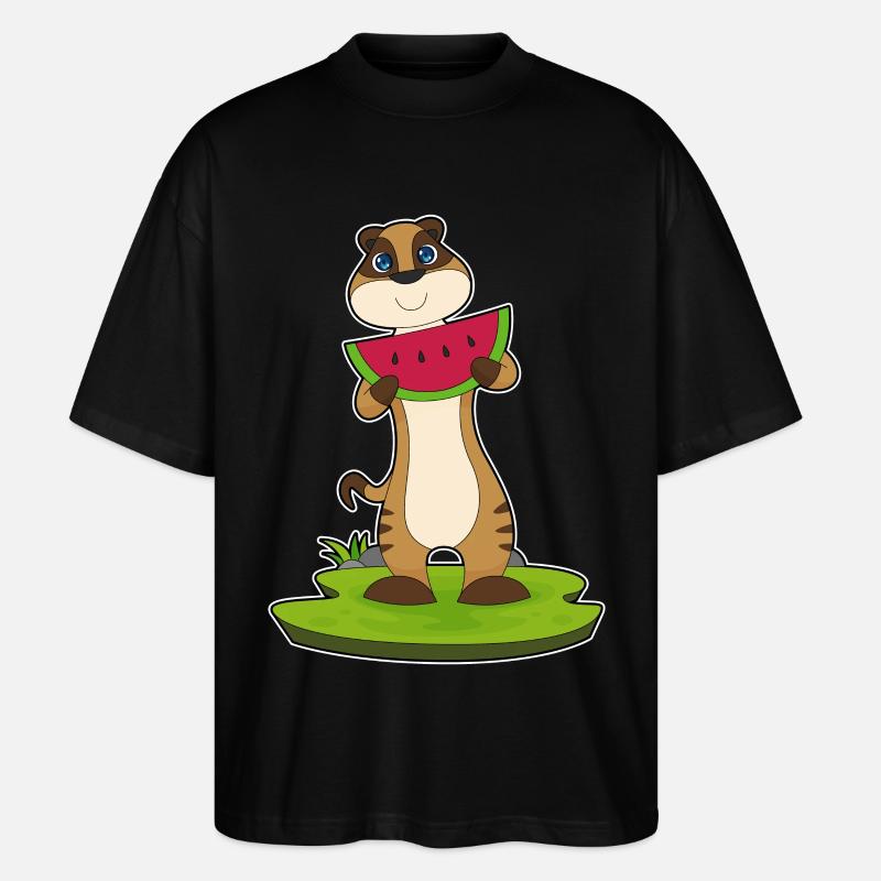 Erdmännchen Wassermelone Frucht - Stanley/Stella Oversized Unisex Bio T-Shirt Blaster 2.0 - Schwarz
