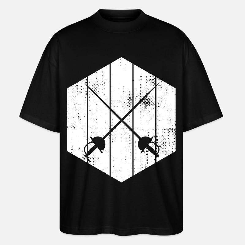Fechter Schwerter Skizze - Stanley/Stella Oversized Unisex Bio T-Shirt Blaster 2.0 - Schwarz
