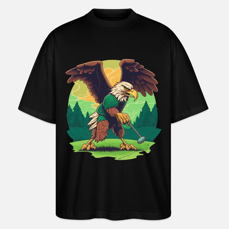 Golf-playing eagle - Stanley/Stella Oversized Unisex Organic T-shirt Blaster 2.0 - black